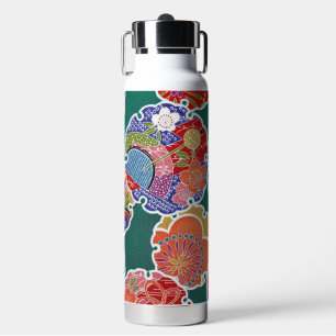 Japanse KIMONO Textiel, Floretpatroon Waterfles