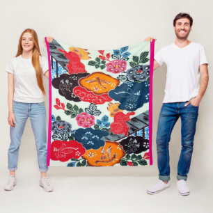 Japanse Kimono Textile (Bingata) Fleece Deken