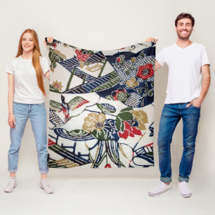  Japanse Kimono Textile (Bingata) Fleece Deken