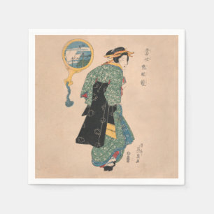 Japanse Kimono Vrouw Courtisane Kunstwerk Servet