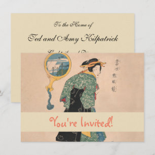 Japanse Kimono Vrouw: Ukiyo-e Woodblock Print Kaart
