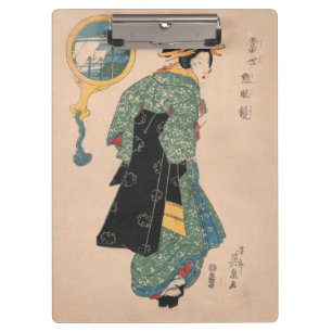 Japanse Kimono Vrouw: Ukiyo-e Woodblock Print Klembord