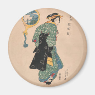 Japanse Kimono Vrouw: Ukiyo-e Woodblock Print Magneet