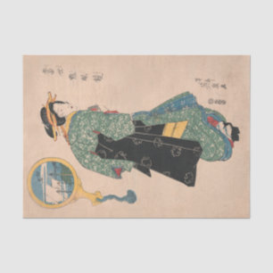 Japanse Kimono Vrouw: Ukiyo-e Woodblock Print Tissuepapier