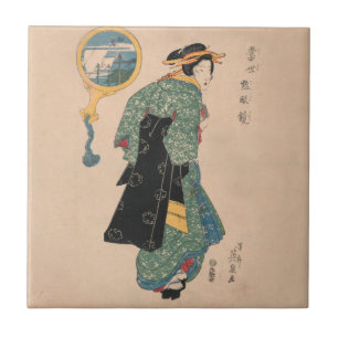 Japanse Kimono Woman met dank aan een kunstwerk Tegeltje