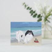 Japanse kin aan de strand briefkaart (Staand voorkant)