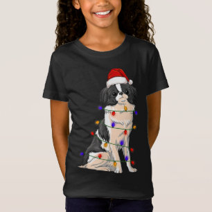 japanse kin hond dragen kerst Pet lichten T-shirt
