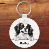 Japanse kin hond gepersonaliseerd sleutelhanger (Voorkant)