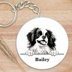 Japanse kin hond gepersonaliseerd sleutelhanger