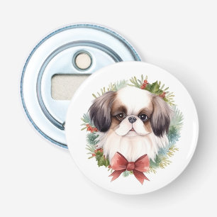 Japanse kin kerstkrans feestelijke pup button flesopener