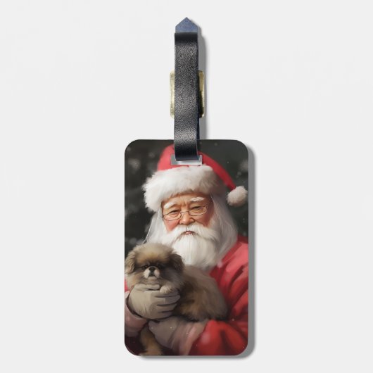 Japanse kin met sinterklaas feestelijke kerst bagagelabel (Achterkant verticaal)