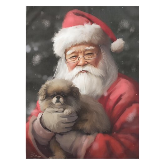 Japanse kin met sinterklaas feestelijke kerst tafelkleed (Voorkant)