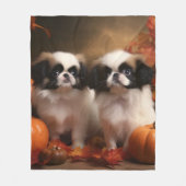 Japanse kin puppy herfst verrukking pompoen fleece deken (Voorkant)