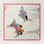 Japanse kinderen die grote sneeuwballen draaien legpuzzel (Horizontaal)