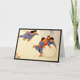 JAPANSE KINDEREN Vouwbare Wenskaart Kaart