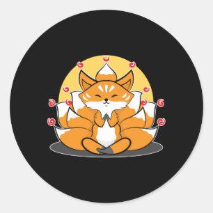 Japanse Kitsune Kami Inari Fox Tempel Shrine Ronde Sticker