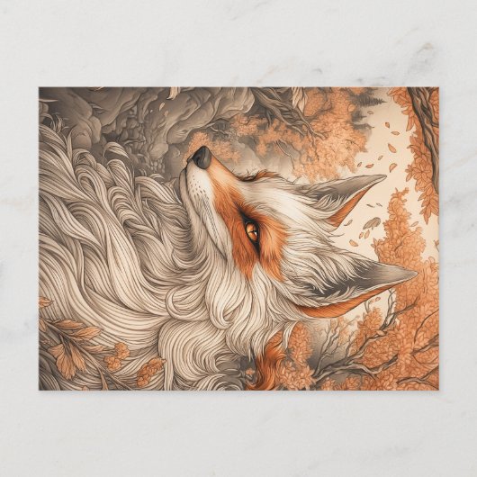 Japanse kitsune vos briefkaart (Voorkant)