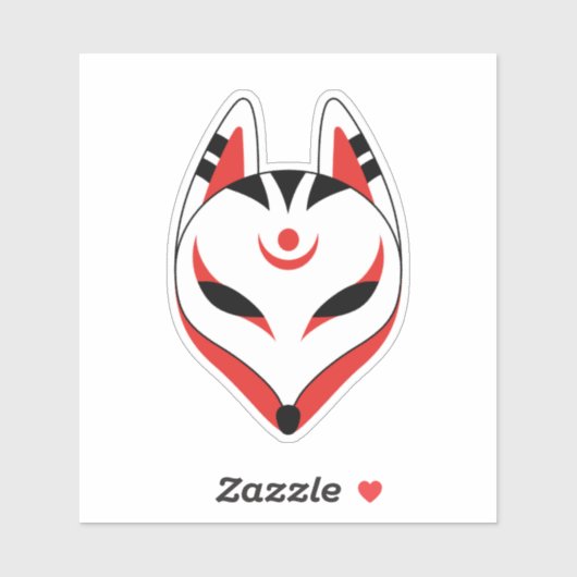 Japanse Kitsune-vossenmasker Sticker (Vel)
