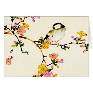 Japanse kleurrijke bloemen en vogel