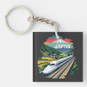 Japanse kogeltrein en de berg Fuji Sleutelhanger