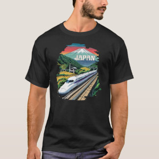 Japanse kogeltrein en de berg Fuji T-shirt
