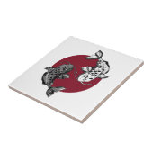 Japanse Koi Carp Circle Red Tegeltje (Zijkant)