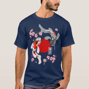 Japanse Koi Carp Fish Sakura Nishikigoi Fish Cher T-shirt