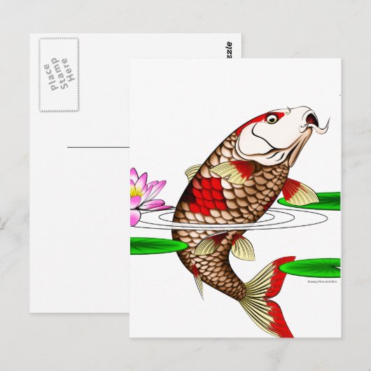 Japanse Koi Fish Carp Water Lily Briefkaart (Voorkant / Achterkant)
