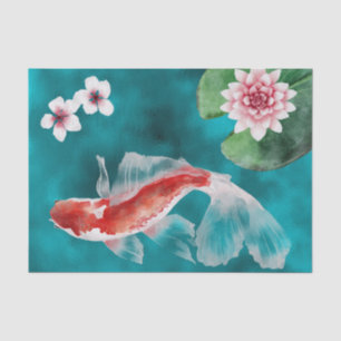 Japanse Koi Fish, Cherry Blossom Japan Tissuepapier
