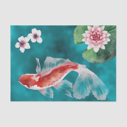 Japanse Koi Fish, Cherry Blossom Japan Tissuepapier (Voorkant)