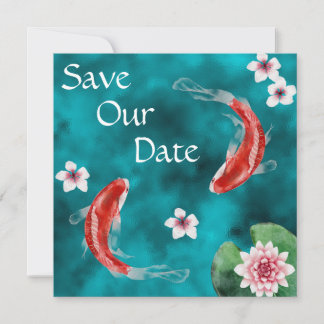 Japanse Koi Fish, Cherry Blossom Weddenschap Save Save The Date