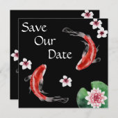 Japanse Koi Fish, Cherry Blossom Wedding Save The Date (Voorkant / Achterkant)