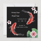 Japanse Koi Fish, Cherry Blossom Wedding Save The Date (Achterkant)
