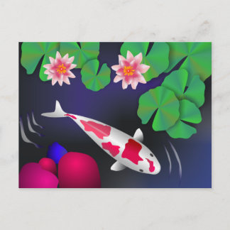 Japanse Koi Fish, Lotus Flowers & Water-lilies Briefkaart