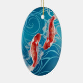 Japanse Koi Fish Oriental Waves - Kerstmis Keramisch Ornament (Rechts)