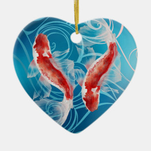Japanse Koi Fish Oriental Waves - Kerstmis Keramisch Ornament