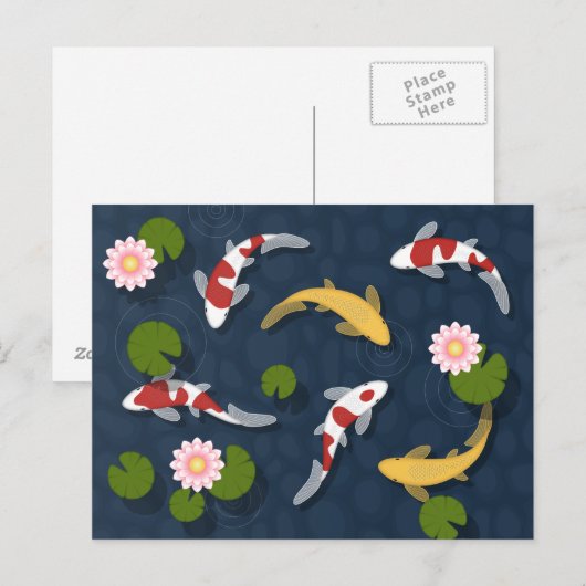 Japanse Koi Fish Pond Briefkaart (Voorkant / Achterkant)