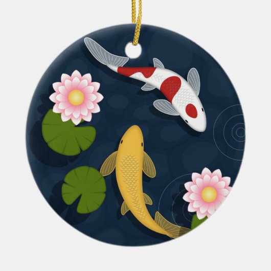 Japanse Koi Fish Pond Keramisch Ornament (Voorkant)
