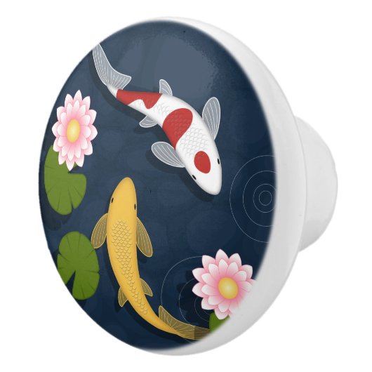 Japanse Koi Fish Pond Keramische Knop (Rechts)