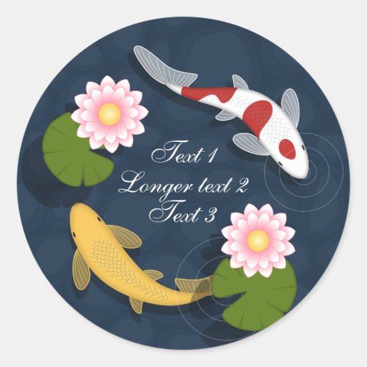 Japanse Koi Fish Pond Ronde Sticker (Voorkant)