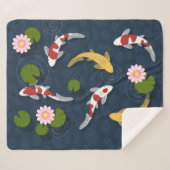 Japanse Koi Fish Pond Sherpa Deken (Voorkant (horizontaal))