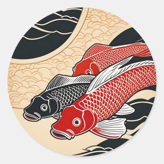  Japanse Koi Fish Ronde Sticker (Voorkant)