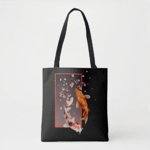 Japanse Koi Fishes and Flowers Draagtas