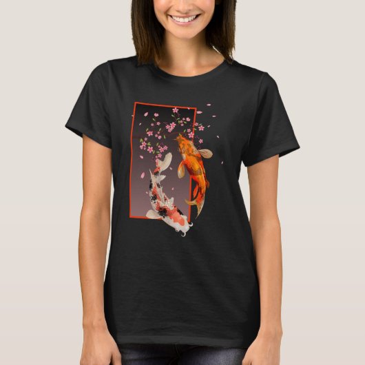 Japanse Koi Fishes and Flowers T-shirt (Voorkant)