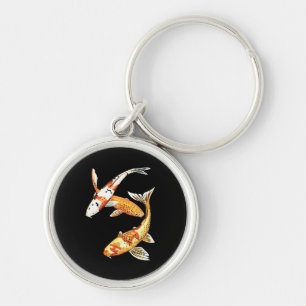 Japanse Koi Goldfish op zwart Sleutelhanger
