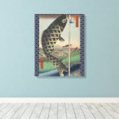 Japanse Koi Hiroshige Vis Festival Vlag Canvas Afdruk (Insitu (Houten vloer))
