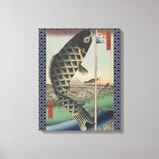Japanse Koi Hiroshige Vis Festival Vlag Canvas Afdruk (Voorkant)