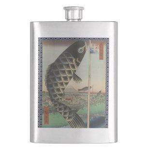 Japanse Koi Hiroshige Vis Festival Vlag Flacon