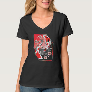 Japanse Koi Karper Vis Aesthetische Kersenbloesem T-shirt
