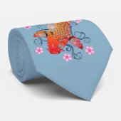 Japanse Koi op blauwe achtergrond Stropdas (Opgerold)